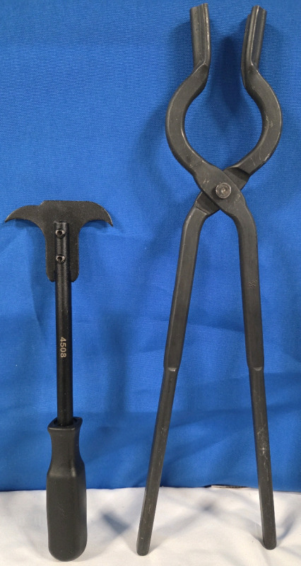 11&sup1;" Double Hook Seal Extractor and 16&frac12;" Blacksmith Tongs