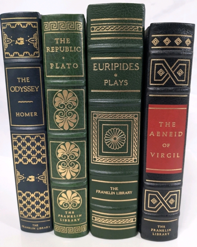 4 Vintage 1970s Limited Edition Hardcover Books : The Odyssey, Plato: The Republic, Euripides - Plays, The Aenid of Virgil
