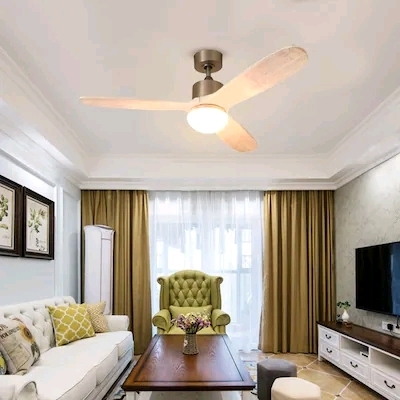 As New CO-Z 52" Brushed Nickel with White Walnut Blades Ceiling Fan With Light - Remote Included ( 3 -Blade ) Model CFN-1056-NI Retails for $224
