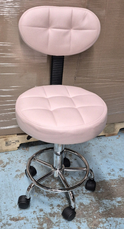 As New Faux Leather Pink Chair on Wheels - Adjustable Height