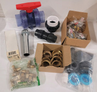 New - Plumbing Supply Lot . Couplings , Drain w/Plug , Ball Valve