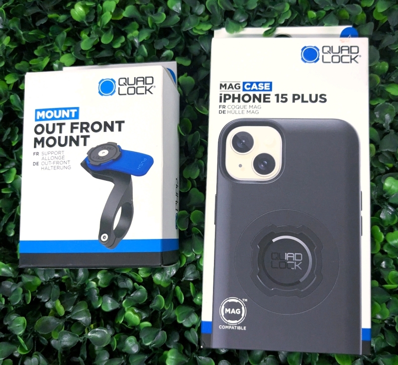 New QUAD LOCK : Out Front Bicycle Mount & iPhone 15 Plus MAG CASE - Retails $99.98!