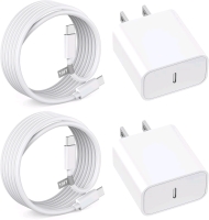 New 4-Piece Fast Charging 20W USB-C Wall Charger Blocks and 10ft Type C to C Cables for Android, iPhone 15/15 Pro/15 Pro Max, iPad Pro, iPad Air 5/4, iPad 10/Mini 6 + More