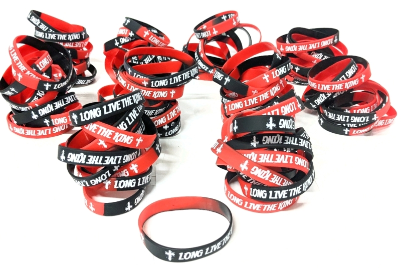 100 New Religious "Long Live the King" Christ Cross Silicone Bracelets Bands - One Size Fits Most