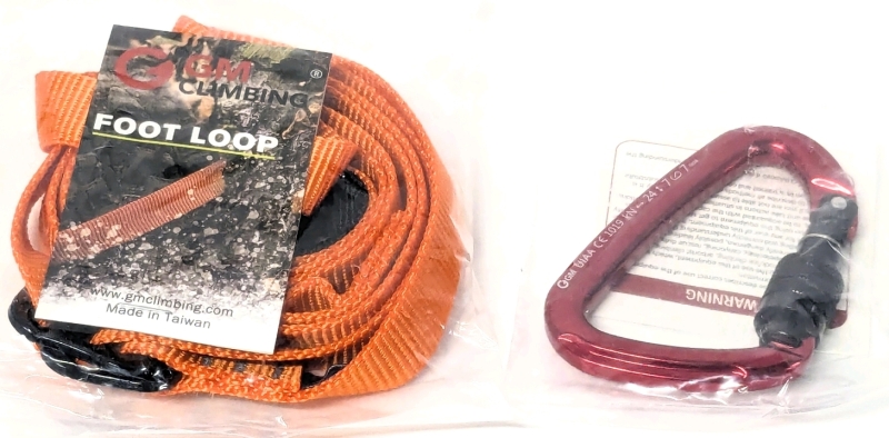 New GM CLIMBING Foot Loop (Orange) & Climb Carabiner UIAA 1019 kN <>24 ^v 7 /7