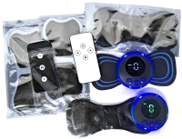 2 Portable Wireless Rechargeable Mini Massager TENS Machines with Remote Controls & 5 Pads (6" &times; 2.5")