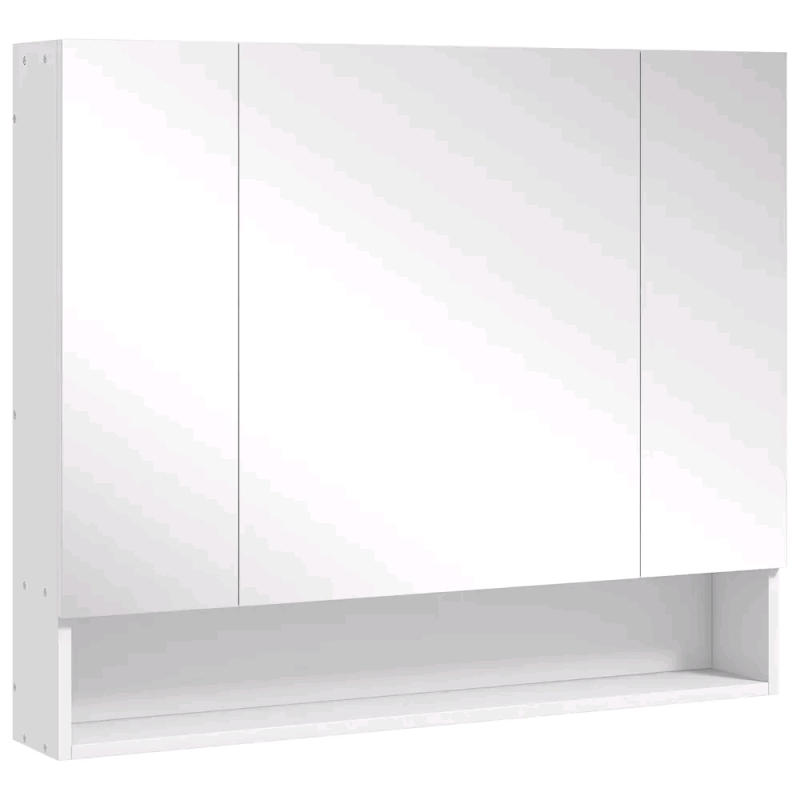 New - kleankin 3-Door Bathroom Mirror Cabinet w/Adjustable Shelves , White . Model # 834-425 . Measures 35.5"&times;29.5"&times;6" . Some Assembly Required . Retail $200 .