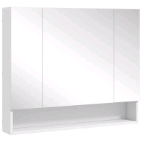New - kleankin 3-Door Bathroom Mirror Cabinet w/Adjustable Shelves , White . Model # 834-425 . Measures 35.5"&times;29.5"&times;6" . Some Assembly Required . Retail $200 .