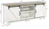 New - Tangkula Wood TV Stand , TV Ark w/Sliding Barn Doors, Wooden TV Cabinet w/2 Center Compartments & 2 Cabinets, Barn Door TV Stand, Natural Design (White Oak) . See Photos for measurements . Some Assembly Required . Retail $230 - 3