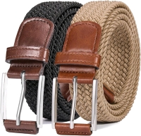 Two (2) New Belt for Men, 1 3/8" Mens Stretch Braided Web Belts . Size: 32" to 38" Waist Adjustable