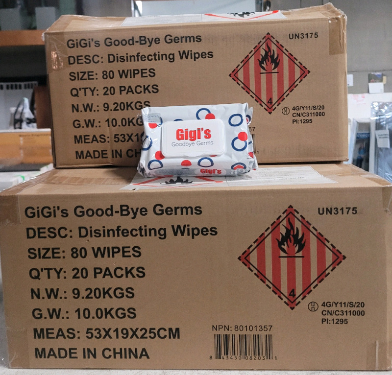 GiGi's Good-Bye Germs Disinfecting Wipes , 60 Packs , Exp. 2022 - New