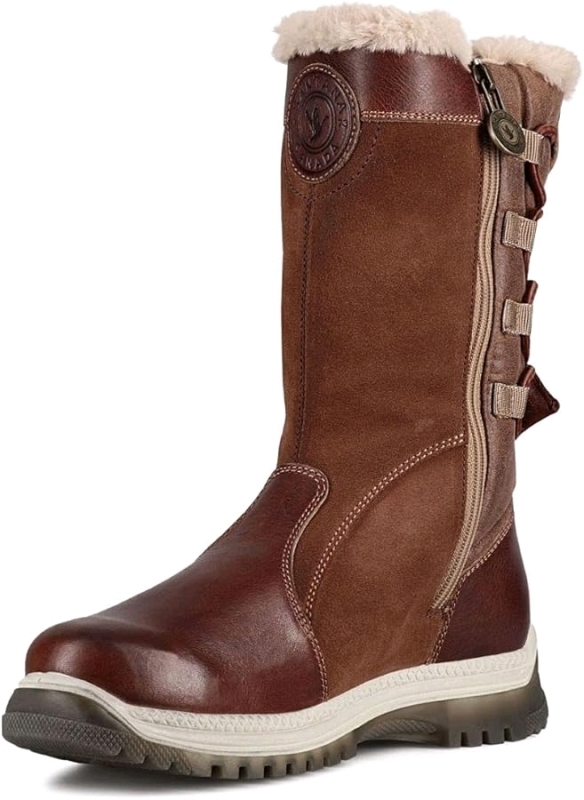 New in Box - Size 7 Women's SANTANA CANADA Mayerluxe Leather Winter Boots : Cognac-Burgundy - Made in Italy SC7002 | Retails $259!!