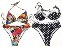2 New Size XL Women's 2-Piece Bikini Bathing Suits : Comic Pop Art & Black & White