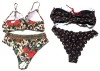 2 New Size XL Women's 2-Piece Bikini Bathing Suits : Roses with Golden Chains + Cherries - 2