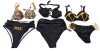 3 New Size XL Women's 2-Piece Bikini Bathing Suits : Leopard Chains, Black with Ruching, Black and Golden