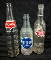 3 Vintage Soda Glass Soda Bottles.