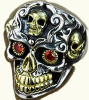 Gothic Double-colour Skull Ring Red Rhinestone Eyes Detailed High Relief Textured Size 12