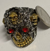 Gothic Double-colour Skull Ring Red Rhinestone Eyes Detailed High Relief Textured Size 12 - 4
