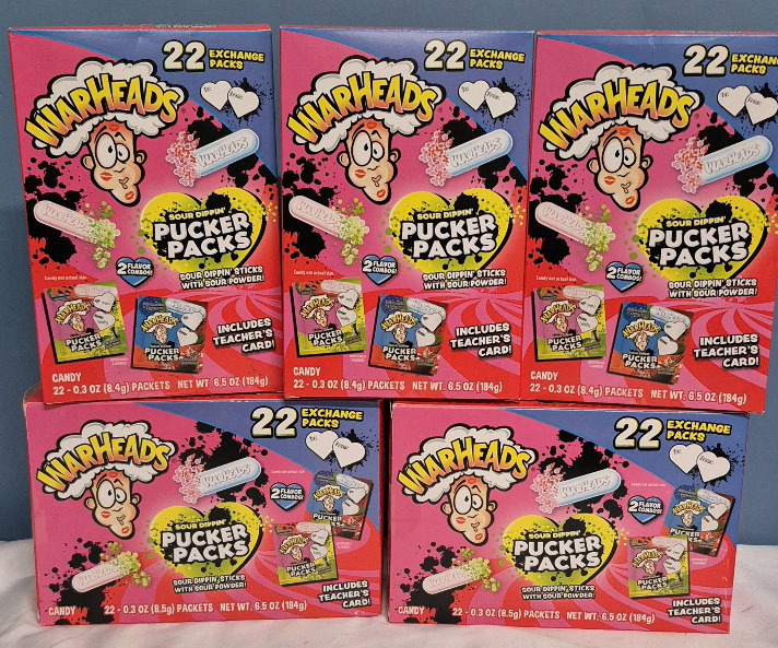 5 New Boxes of Warhead Candy 22 Packs per Box BB Sept 12 2026