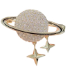 Magical Rhinestone Planet Brooch Two Star Shaped Rhinestone and Cab Brooch one Light Purple Lilac one Peach - 2