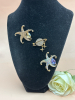 Magical Rhinestone Planet Brooch Two Star Shaped Rhinestone and Cab Brooch one Light Purple Lilac one Peach - 3