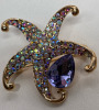 Magical Rhinestone Planet Brooch Two Star Shaped Rhinestone and Cab Brooch one Light Purple Lilac one Peach - 4