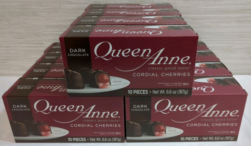 12 New Boxes Queen Anne Dark Chocolate Cordial Cherries
