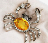 Retro Cute Crab Inlaid With Rhinestone Crystal Glass Brooch Honey Oval Cab Body Rhinestone Legs Approximately 1.7 x 1.8 Inch - 2