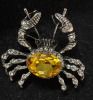 Retro Cute Crab Inlaid With Rhinestone Crystal Glass Brooch Honey Oval Cab Body Rhinestone Legs Approximately 1.7 x 1.8 Inch - 4