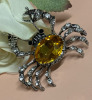Retro Cute Crab Inlaid With Rhinestone Crystal Glass Brooch Honey Oval Cab Body Rhinestone Legs Approximately 1.7 x 1.8 Inch - 5