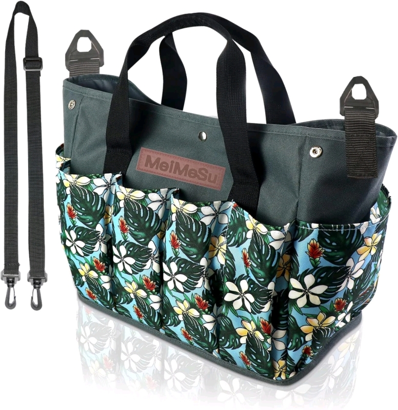 New MeiMeSu 10-Pocket Gardening Storage Tote Bag / Organizer with Iron Frame for Indoor and Outdoor Gardening | See Photos for Dimensions