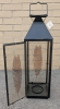 Huge & Sturdy Metal Hanging Outdoor Lantern for 3.5" Diameter Pillar Candles with Semi Translucent Feather Detail Glass Panels - 22" Tall - 2