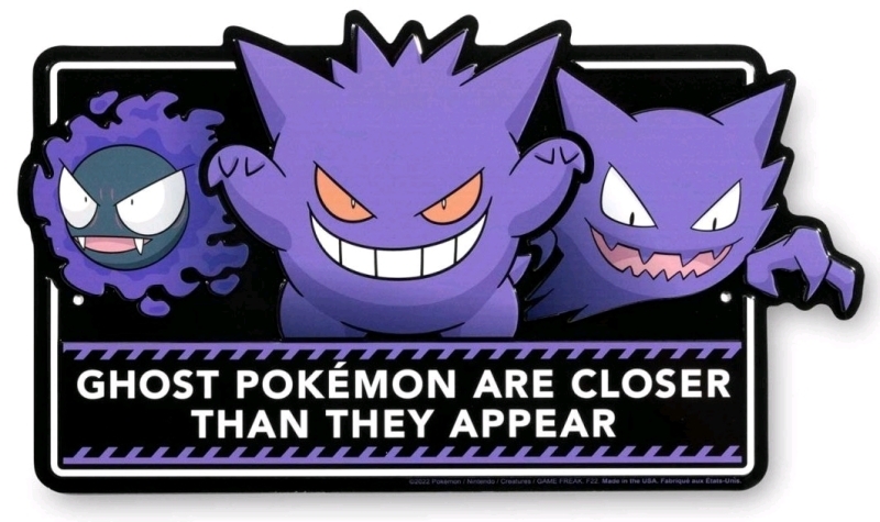 New POK&Eacute;MON CENTER: Pok&eacute;mon Sweet Temptations Gastly, Haunter & Gengar Metal Sign - 6.8" &times; 12"