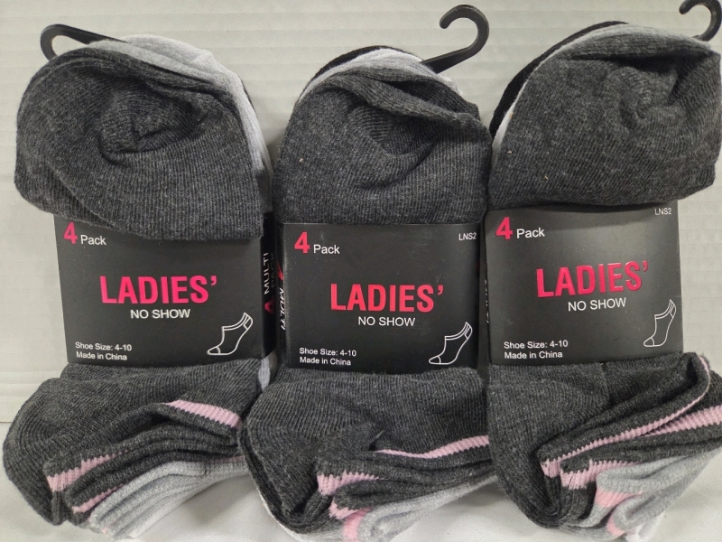 3 New Packs of 4 | Size 4-10 Ladies No Show Socks