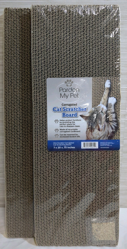2 New Pardon My Pet Corrugated Cat Scratcher Board with Cat Nip 7 x 20 inches