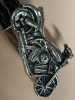 Distressed Hand Braided Leather Black Double Band Metal Motorcycle Design Bracelet Approximately Length 8 Inch Toggle Clasp - 5