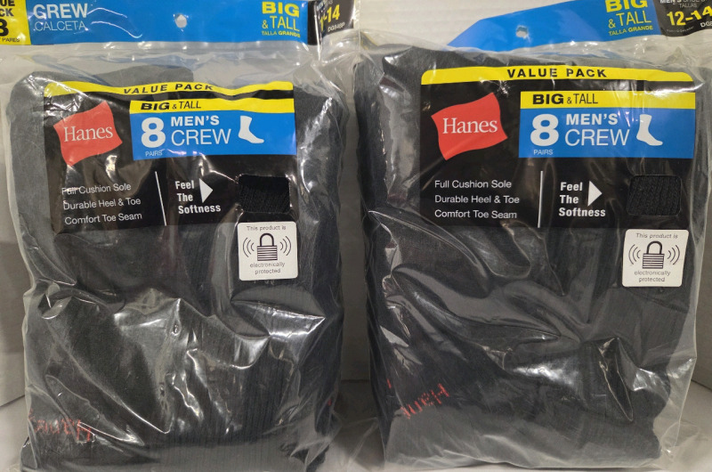 2 New Packs of 8 Pairs | Size 12-13 Men's Hanes Crew Socks