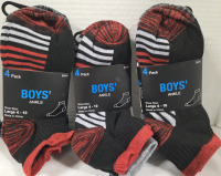 3 New Packs of 4 | Size 4-10 (LG) Boys Ankle Socks