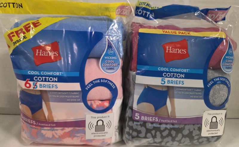 2 New Packs | Size 3XL Women's HANES Briefs | 10 Pairs PLUS 1 Bonus Pair