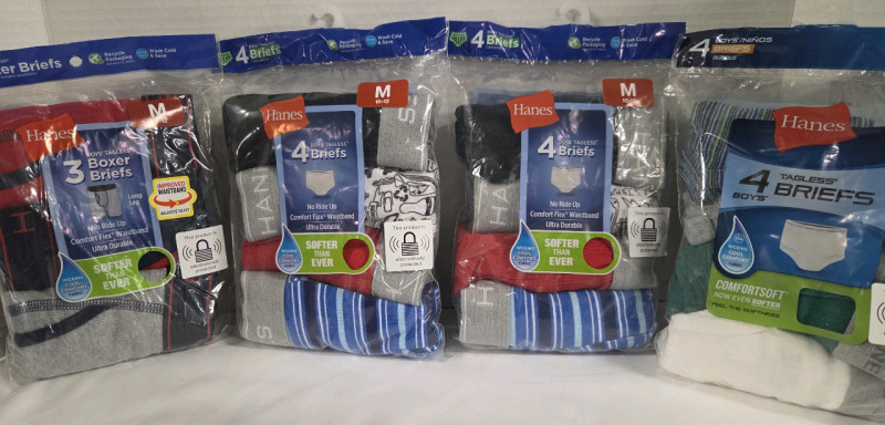 4 New Packs | Size Medium Boys HANES Briefs/Boxer Briefs | 3pks Of 4, 1pk of 3