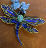 Statement Dragonfly Brooch Shades of Blue Rhinestone and Cabs Approximately 2.5 x 4 Inch - 2
