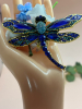 Statement Dragonfly Brooch Shades of Blue Rhinestone and Cabs Approximately 2.5 x 4 Inch - 5