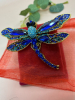 Statement Dragonfly Brooch Shades of Blue Rhinestone and Cabs Approximately 2.5 x 4 Inch - 6