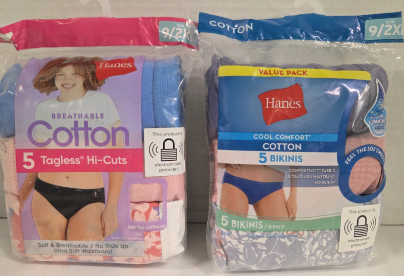 2 New Packs of 5 | Size 2XL Underwear | 5 Bikini & 5 Tagless Hi-Cuts