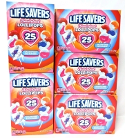 5 New Boxes LIFESAVERS Swirled Lollipops : Valentine's Exchange - 249g / 25 Pops per Box | BB 10/09/2027
