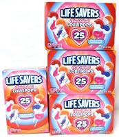 4 New Boxes LIFESAVERS Swirled Lollipops : Valentine's Exchange - 249g / 25 Pops per Box | BB 10/09/2027