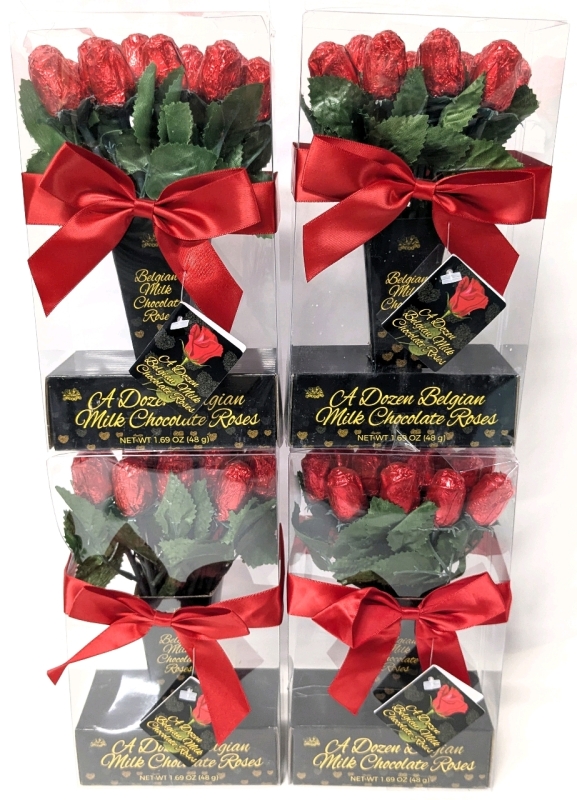 4 New "A Dozen Belgian Chocolate Roses" - 48g Each | BB 2026/11/30 - 2026/12/13