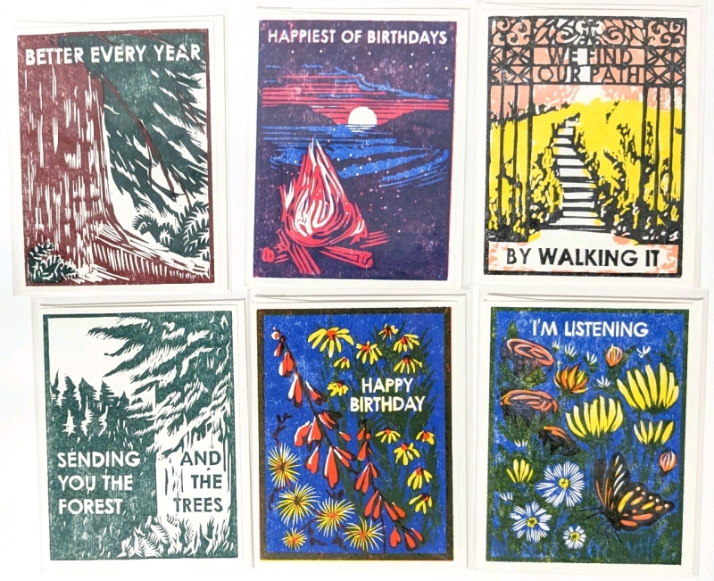 6 New HEARTELL PRESS Letterpress Printed Blank Cards with Envelopes: 4.25" &times; 5.5" Each (Folded) | $70 Retail Value!