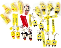 17 New 3D Soft Character Keychains with Wrist Straps - 9&times; SpongeBob, 3&times; Mickey Mouse, 6&times; Winnie the Pooh | Characters Up to 2.5" Tall