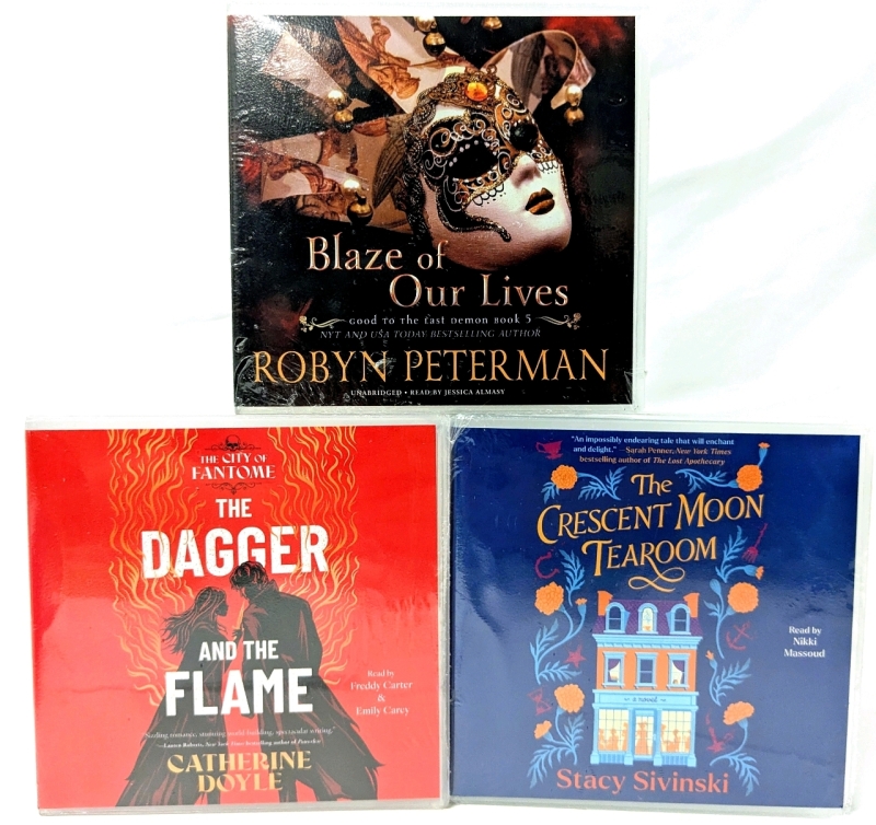 3 New Fantasy Romance/ Historical Fantasy CD Audiobooks: BLAZE OF OUR LIVES, THE DAGGER AND THE FLAME, THE CRESCENT MOON TEAROOM | $150 Retail Value!!